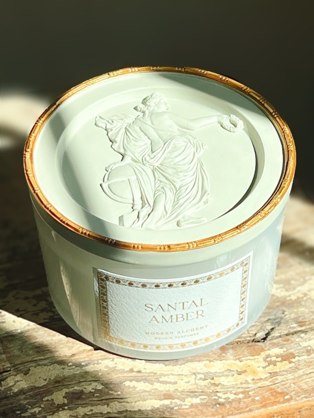 NEW Modern Alchemy Santal Amber Bougie Parfumee 15.1 OZ Candle Decorative Lid